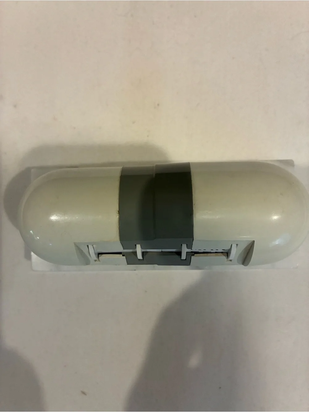 Pill Capsule Desk Calendar Cream /Gray Desktop Perpetual Calendar on Marble Base